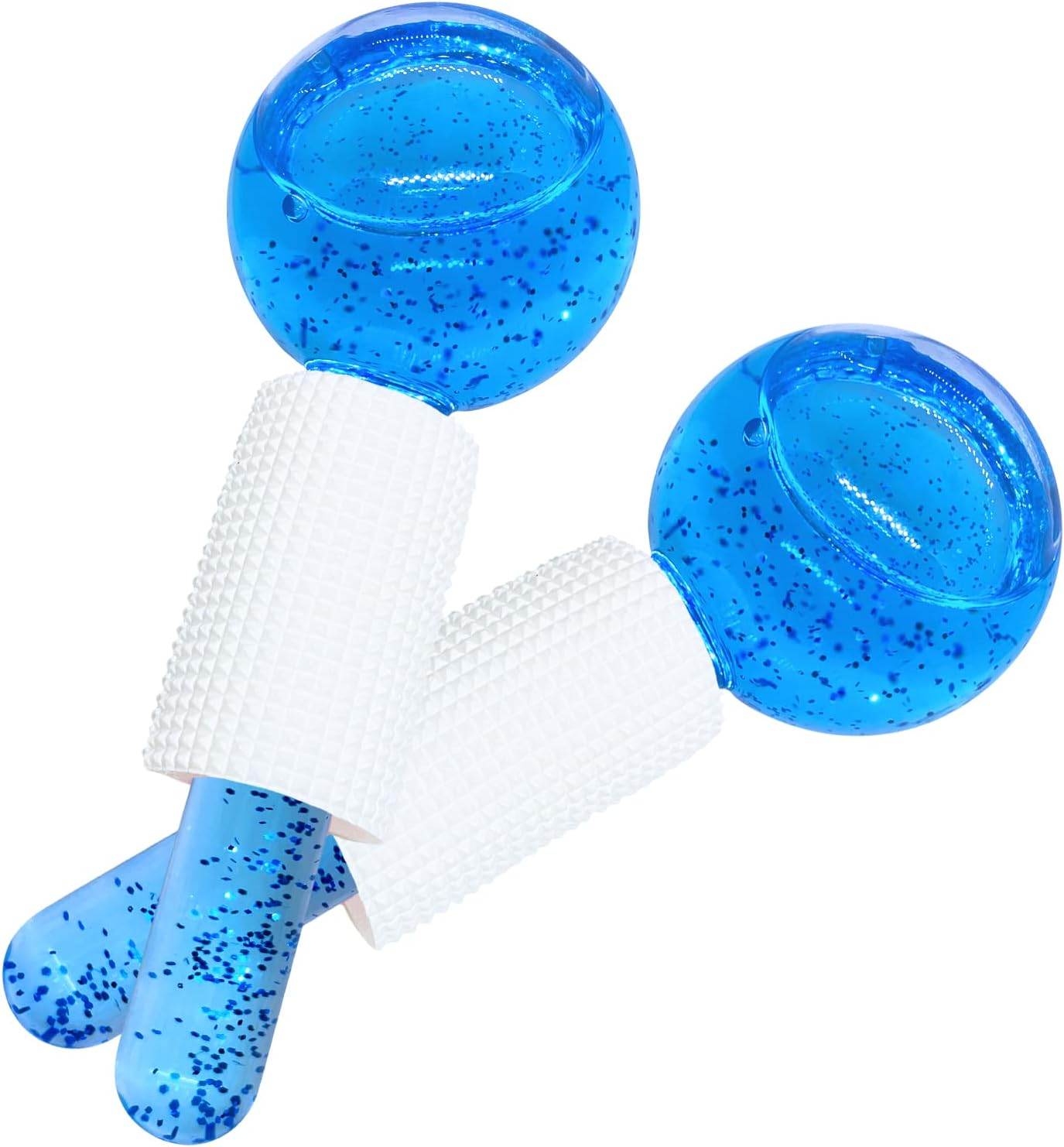 Ice Globes for Facials, 2PCS Cooling Ice Balls for Face, Ice Roller for Facial Massager, Freezer Safe and Highly Effective Ice Globes Tool for Face and Eyes, Daily Beauty, Reduce Puffiness (Blue)