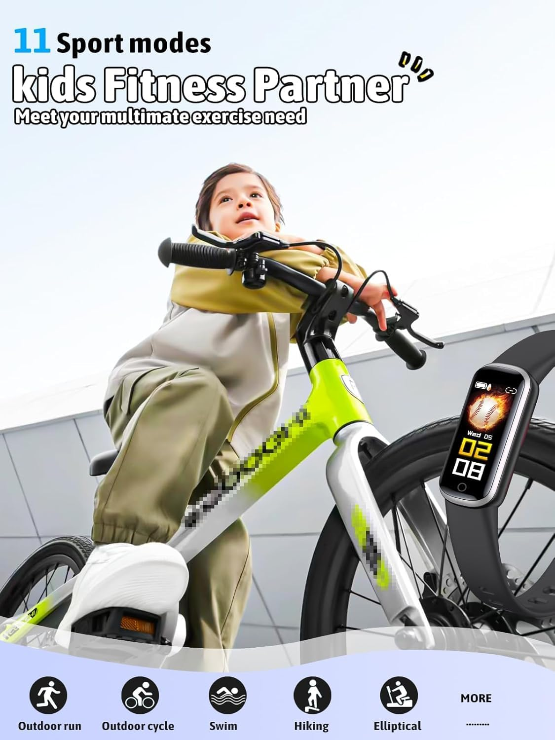 ZONEY Kids Fitness Tracker, Activity Tracker with HR Sleep Monitor,11 Sport Modes Kids Smart Watch with Alarm Clock and Reminder, Step Calories Counter, IP68 Waterproof (Black) image number 3