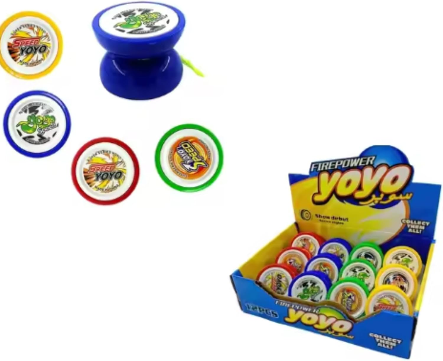 Super Firepower Beginner to Intermediate Super Super-Spin 12 Pack Yoyo Set, Grat Kids Yoyo and Adults,Durable and Long Lasting, Great Yoyos Kids, Yoyos Pack, Yoyos for Boys, Yoyos for Girls image number 1