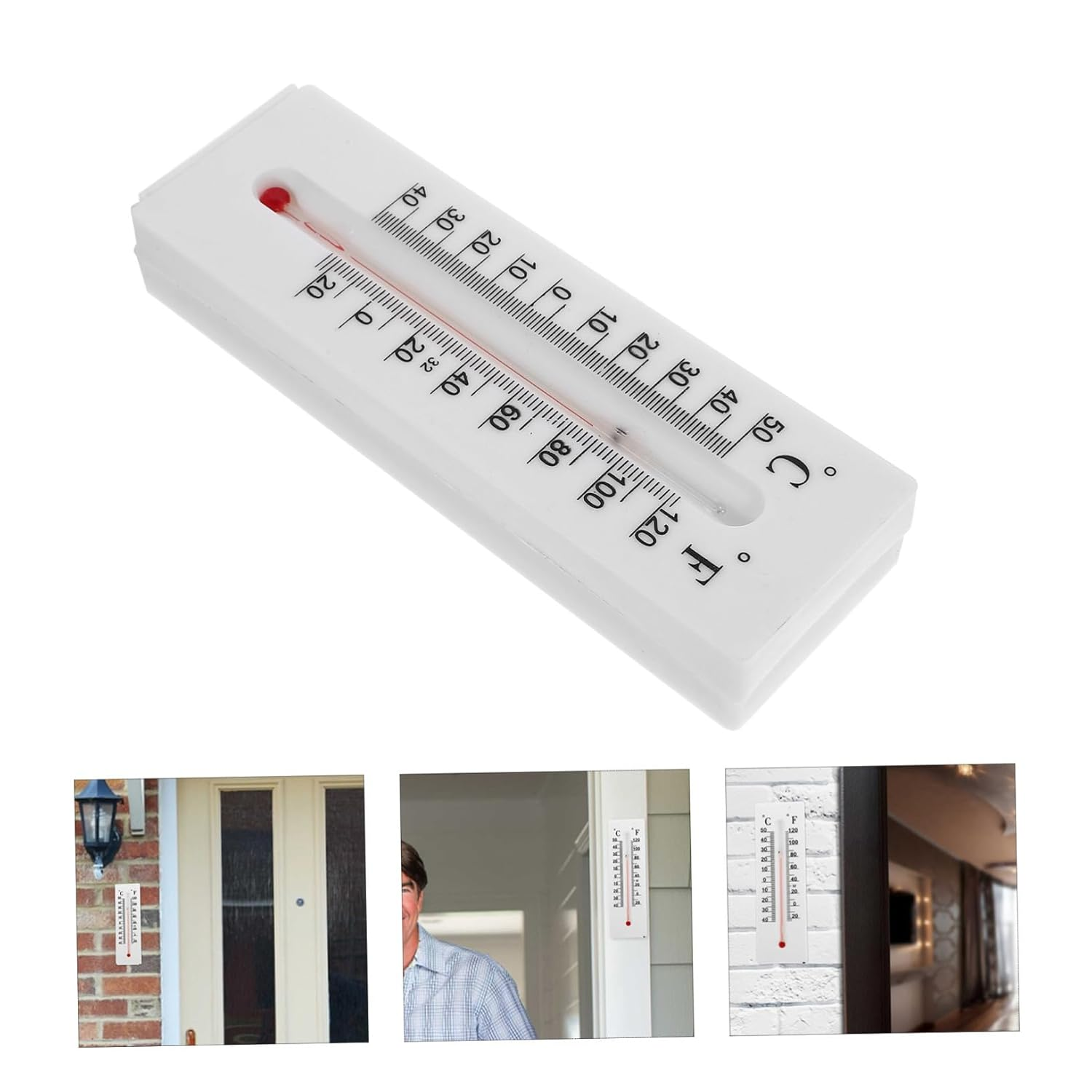 ULTECHNOVO 2Pcs Weatherproof Thermometer Key Hider Box Outdoor Decorative Spare Key Holder Plastic Wall Mount Storage for Home and Garden image number 6
