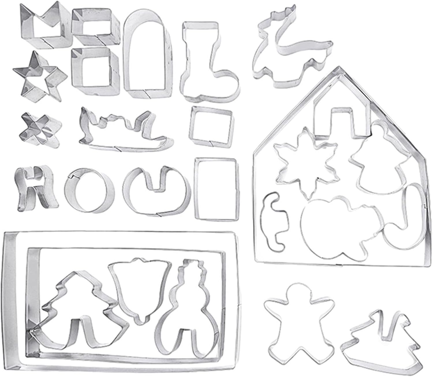 Gingerbread House Cookie Cutter, Cartoon Cookie Shapes for Winter Holiday - Cartoon Festival Cookie Molds Kitchen Baking Tool for Winter Christmas Home Party Supply Jeciy-Au image number 1