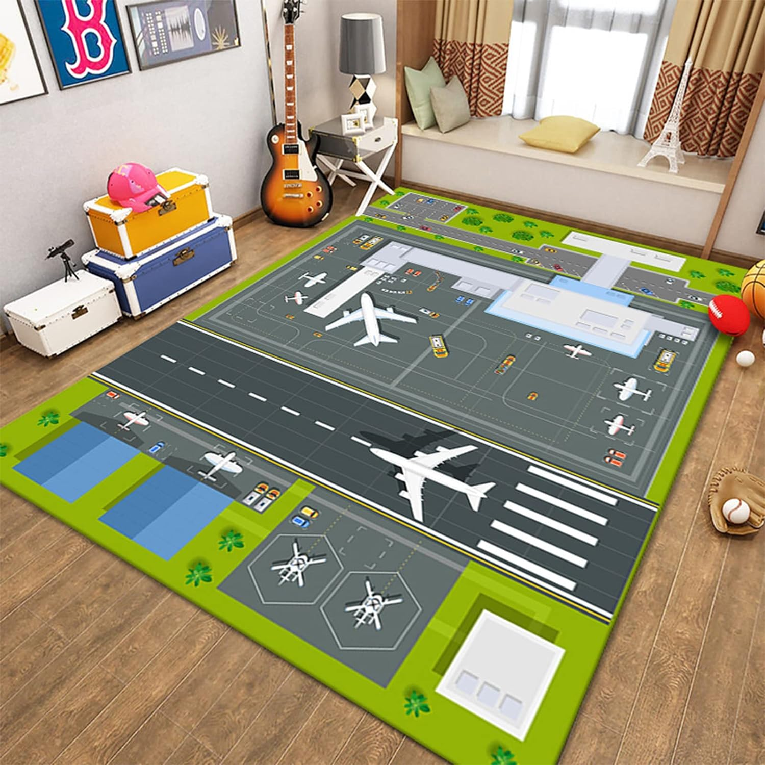 Play Mat Kids Rug Carpet Playmat Extra Large Learn Have Fun Safe Road Traffic System Multi Color Study Activity Centerpiece Play Mat for Playing with Cars for Bedroom Playroom (Road Traffic System 04)