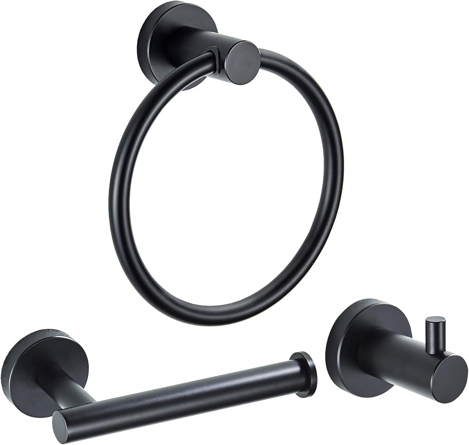 Marmolux Acc Stainless Steel Brushed Wall Mount Bathroom Hardware Accessories Set, Including Bath Towel Bar, Towel Ring/Hand Towel Holder, Toilet Paper Holder, Robe Hook, Polished Chrome