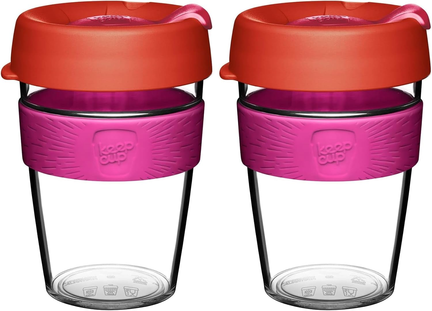 Keepcup Original, Lightweight and Clear Plastic Reusable Coffee Cup with Splashproof Sipper Lid - Large 16Oz/454Ml - Black