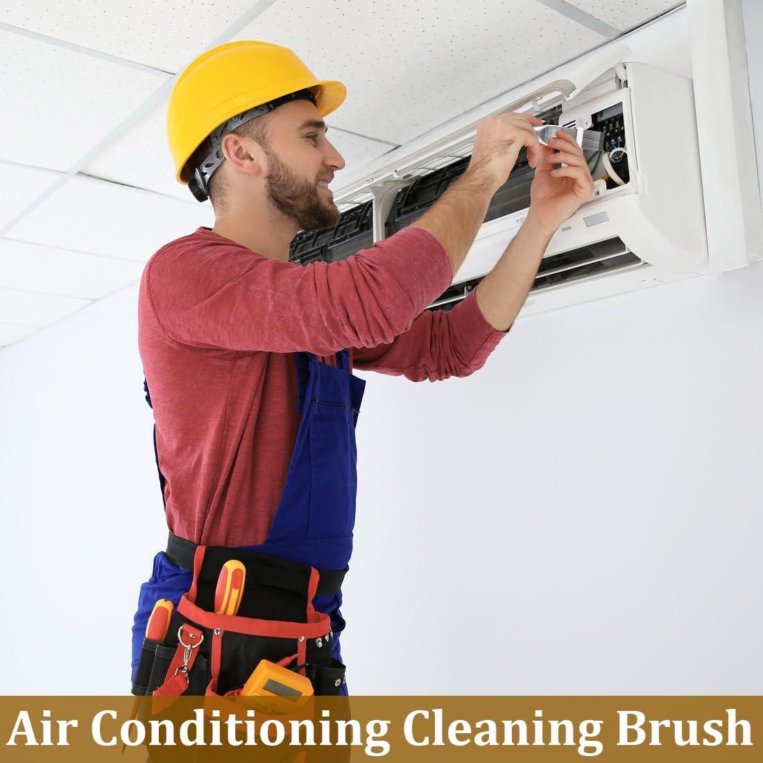 OIGWBPH 2 X Condenser Cleaning Comb, Air Conditioning Condenser Fin Comb, Lamellar Comb, Stainless Steel Fin Cleaning Brush, Evaporator Cooler Repair Tool image number 2