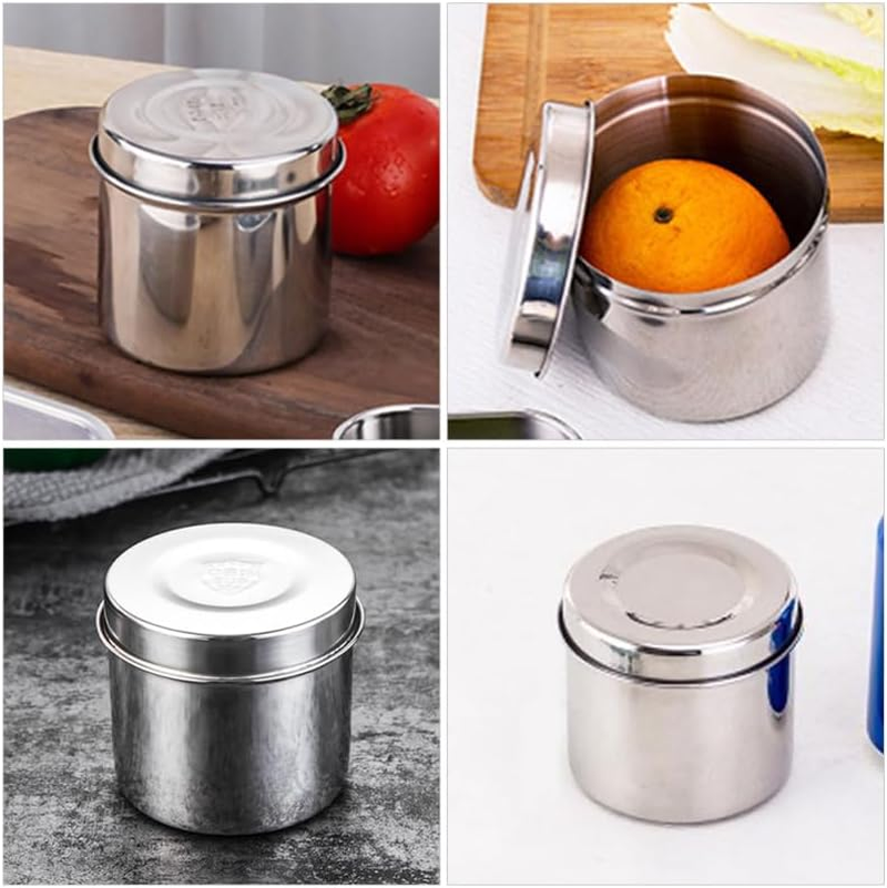 Hemoton Stainless Steel Sample Box 3.5 Inch Airtight Food Storage Container with Lid for School Canteen Kitchen Organisation image number 6