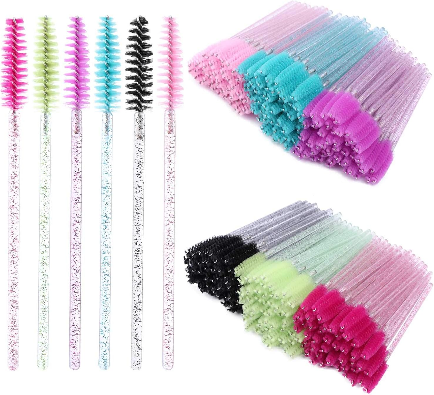 Tbestmax 300 Disposable Mascara Wands Eyelash Brush Spoolies for Eye Lash Extension, Eyebrow and Makeup Crystal