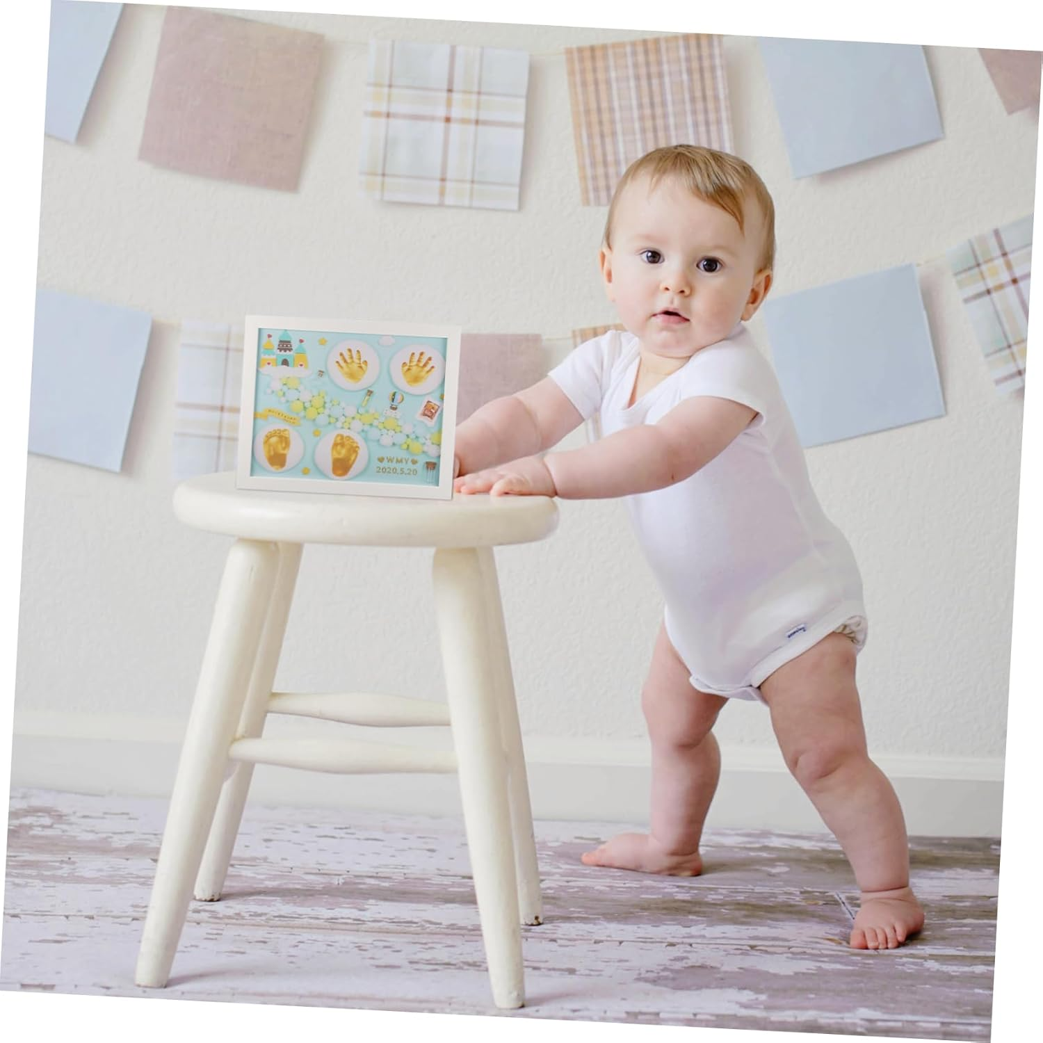 ERINGOGO Handprint Footprint Inkpad Photo Frame Casting Keepsake Kit &ndash; 1 Set Reusable Baby Infant Newborn DIY Imprint Souvenir Boys and Girls Birthday Gift image number 3