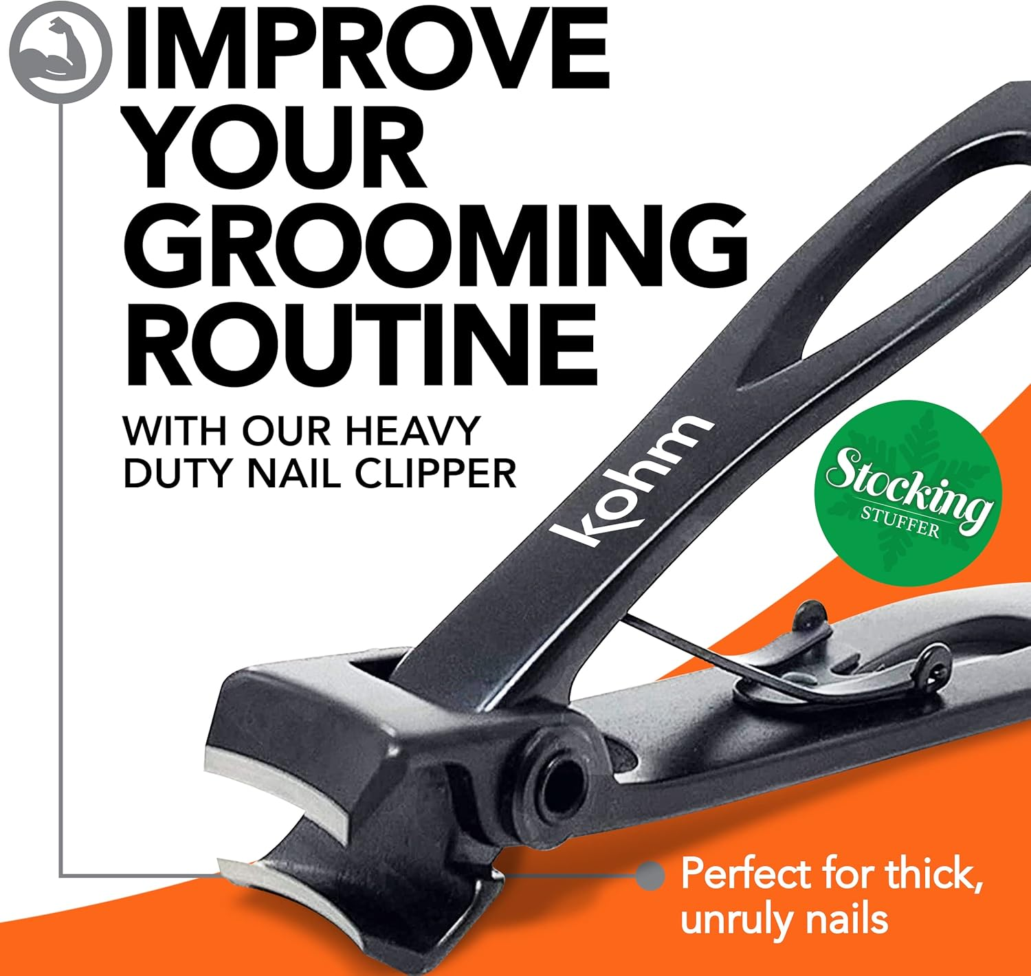 KOHM Nail Clippers for Thick Nails - Heavy Duty, Sharp Wide Mouth Professional Fingernail and Toenail Clippers for Men, Women & Seniors, Black image number 5