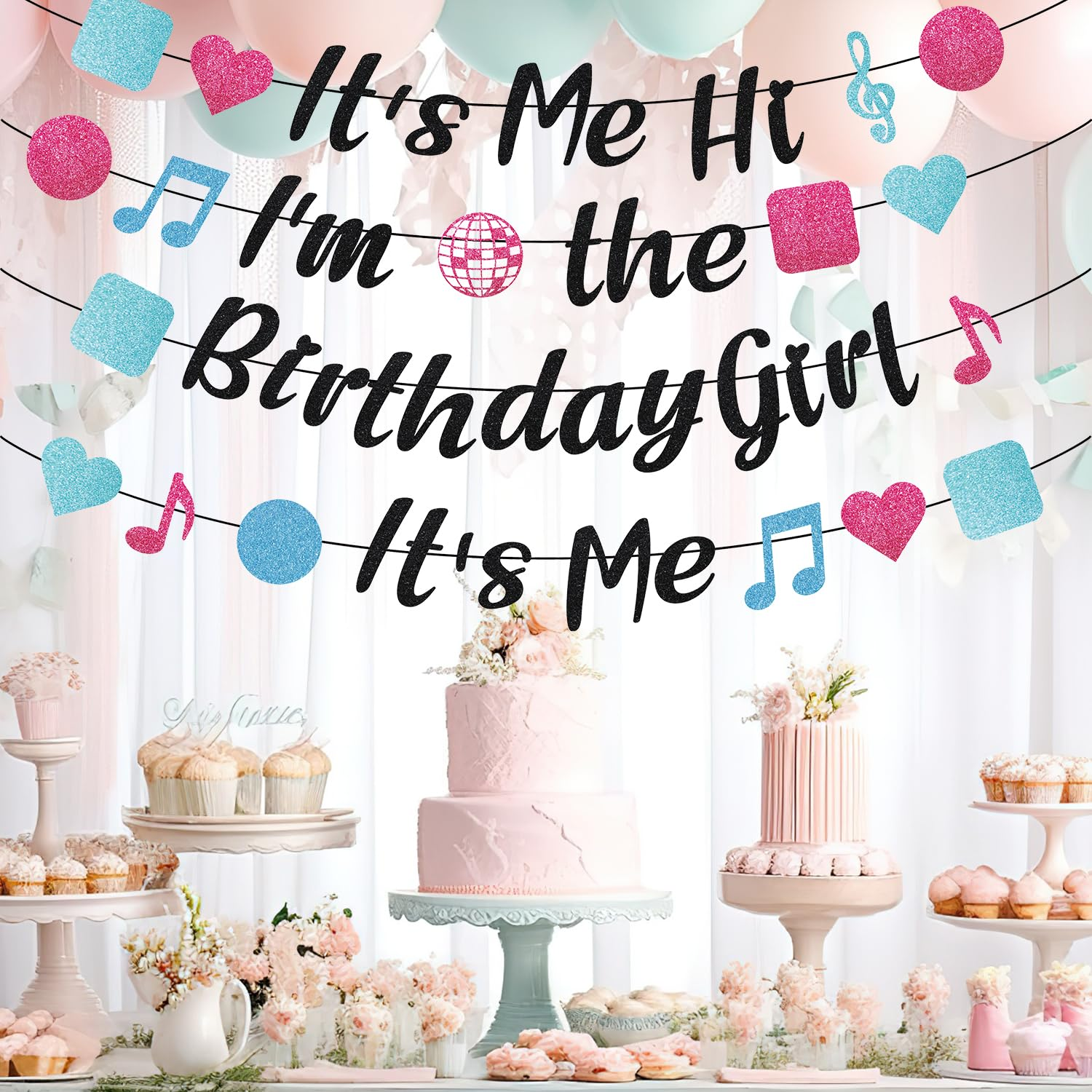 It'S Me Hi I'M the Birthday Girl It'S Me Banner, Pre-Strung Birthday Party Banner Cute Girl Banner Girls Birthday Party Decoration for Wall Home Office image number 1