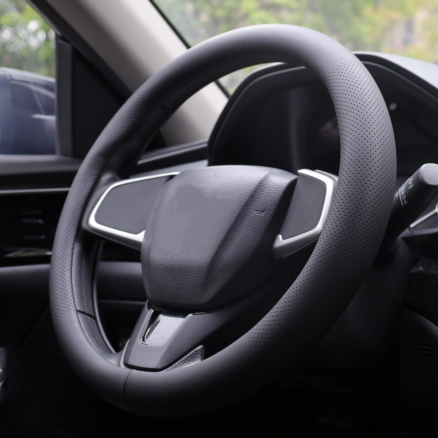 XHRING Car Steering Wheel Cover for Toyota Tacoma 2012-2024 Tundra 2000-2024 4Runner 10-2024 Sequoia 14-2024 2/4 Door SR5 Trail Limited Platinum TRD Pro off Road 4X4 Sport Accessories, Leather Black L image number 6