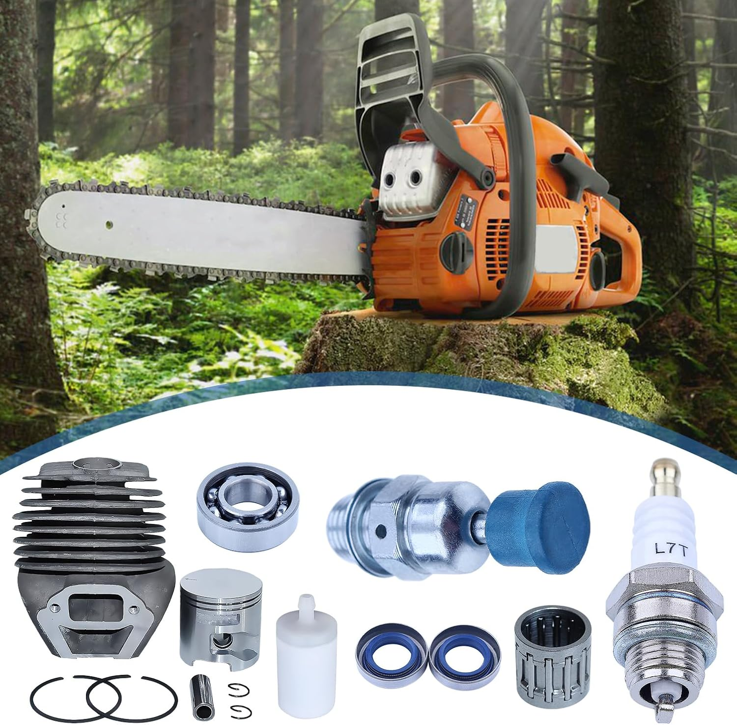 AUMEL 51 Mm Cylinder Piston Set for Husqvarna K760 K750 Cut-Off Grinder, Cylinder + Piston + Ring + Spark Plug + Needle Bearing + Crank Bearing + Oil Seal Replacement Parts Kit 15 in 1 image number 4