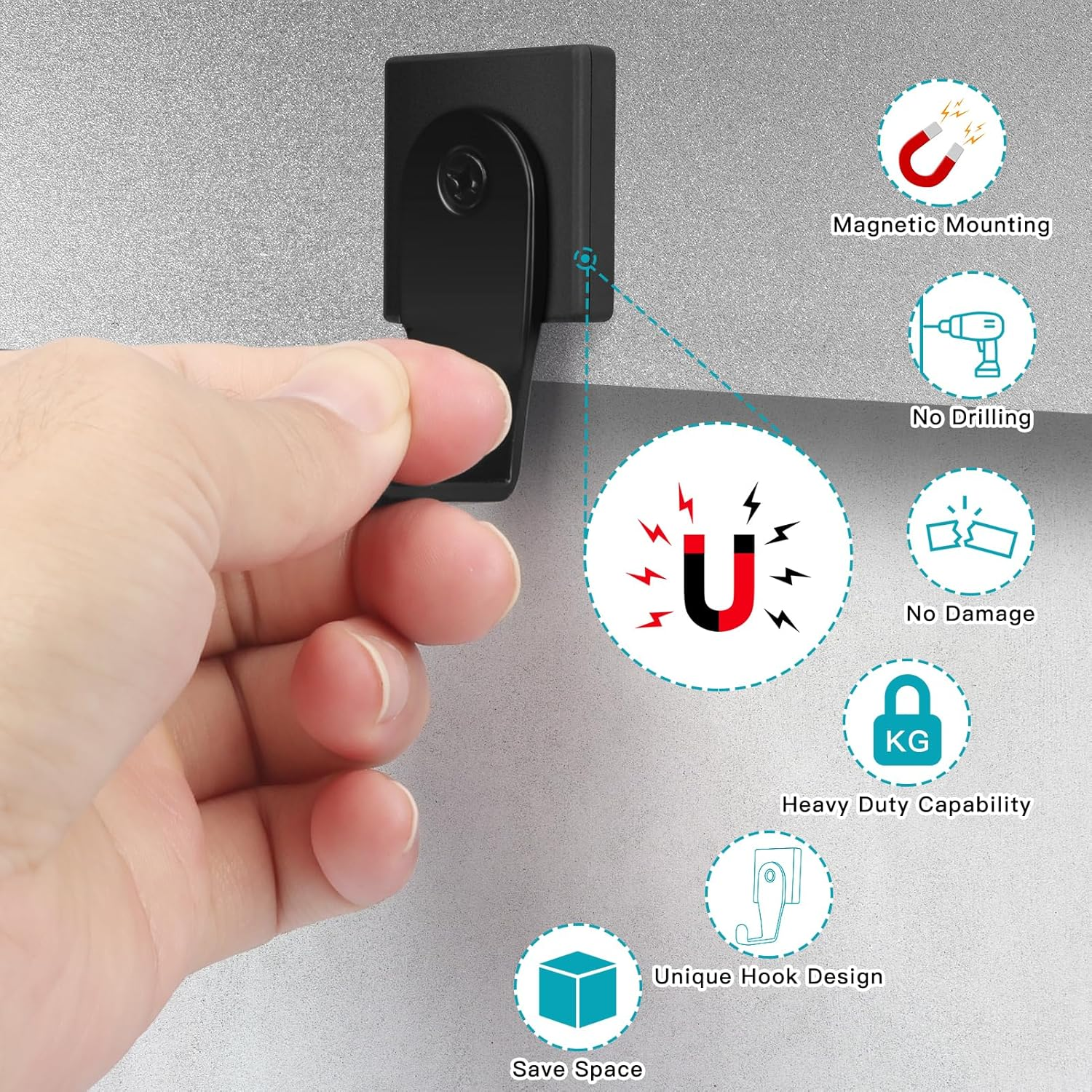 FYY Magnetic Wreath Hanger - 2 Pack Heavy Duty Magnets with Hook for Refrigerator Christmas Decoration Magnetic Hooks for Metal Front Door, Cruise Hook Hanger for Hanging Cabins Grill Coat Sqpattern 1 image number 2