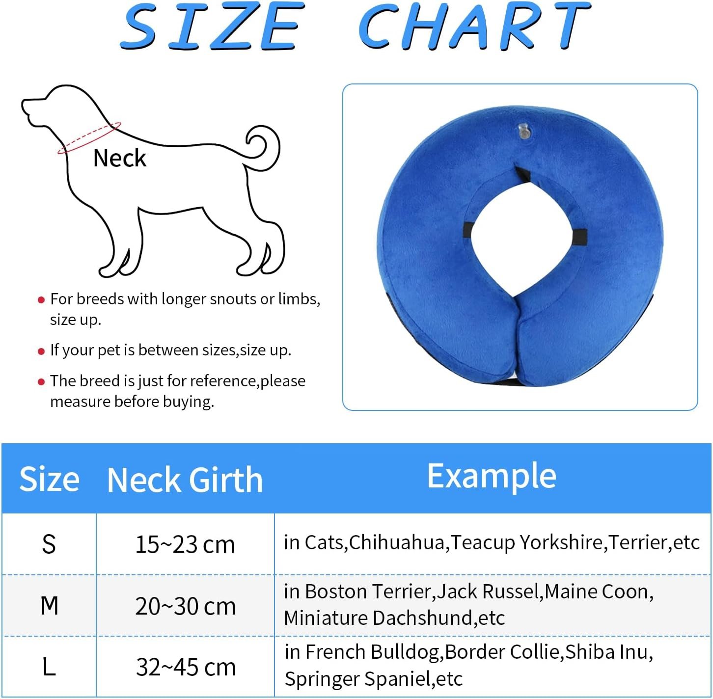 NACOCO Inflatable Dog Collar Recovery - Soft Protective Cat Cone for Pets to Prevent from Touching Stitches after Surgery Adjustable (Small, Blue) image number 2