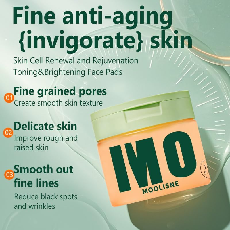 Toning Polish Pads,Skincare for Dark Spots, Wrinkles & Dull Skin - Hydrating Facial Treatment, Niacinamide, Peptides & Centella image number 3