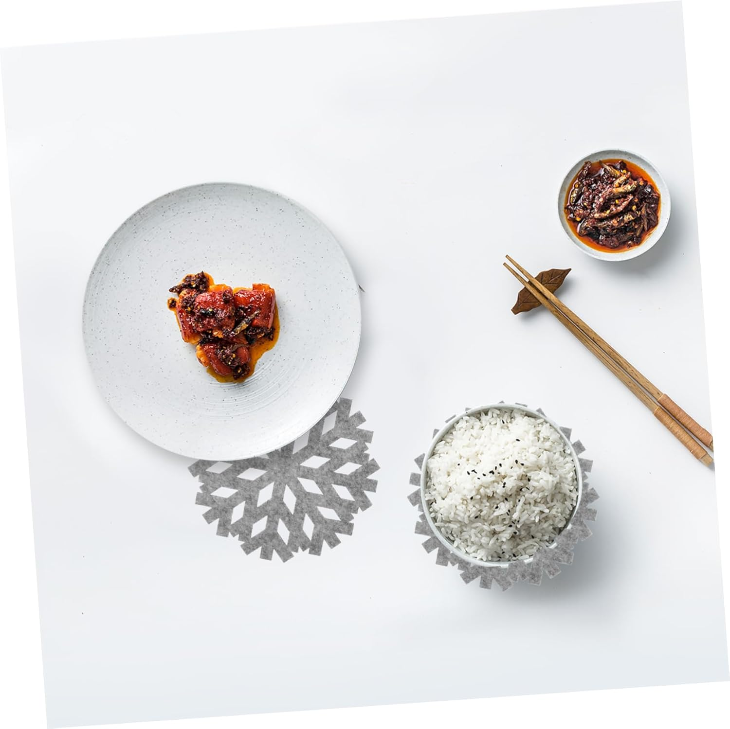 CHILDWEET 20Pcs Snowflake Coasters for Christmas Pot Separators for Kitchen Hot Pads for Dining Table Protection Modern Decor - Grey image number 4