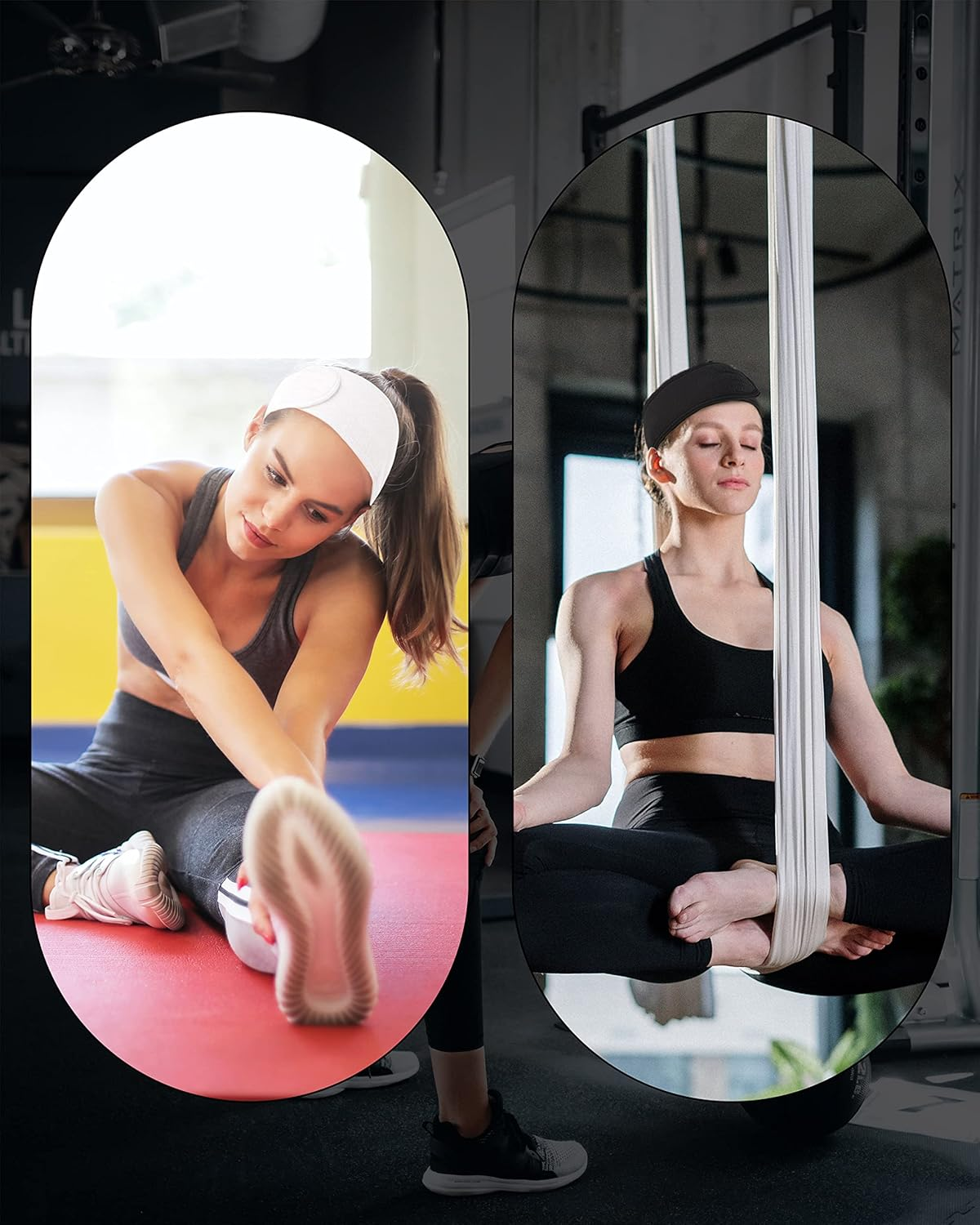 Mohern 4Pcs Spa Facial Headband, Makeup Bath and Sport Headband, Adjustable Terry Cloth Headband with Magic Tape(Black & White)