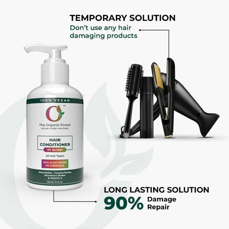 The Organic Forest Sulfate-Free Deep Conditioner for Curly, Dry & Damaged Hair - Infused with Shea Butter & Coconut Oil for Moisturizing, Strengthening & Detangling image number 5