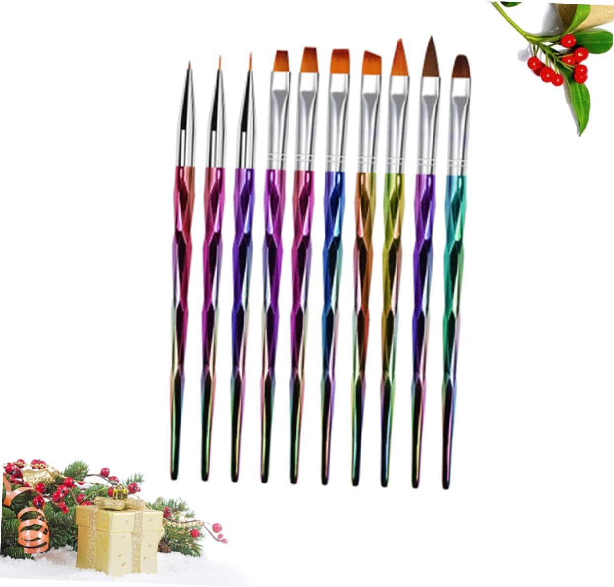 DONFAMDS 10Pcs Unique Nail Art Pen Brush Rhombus Rod Nail Brushes Essential Manicure Tools for Home Use image number 2
