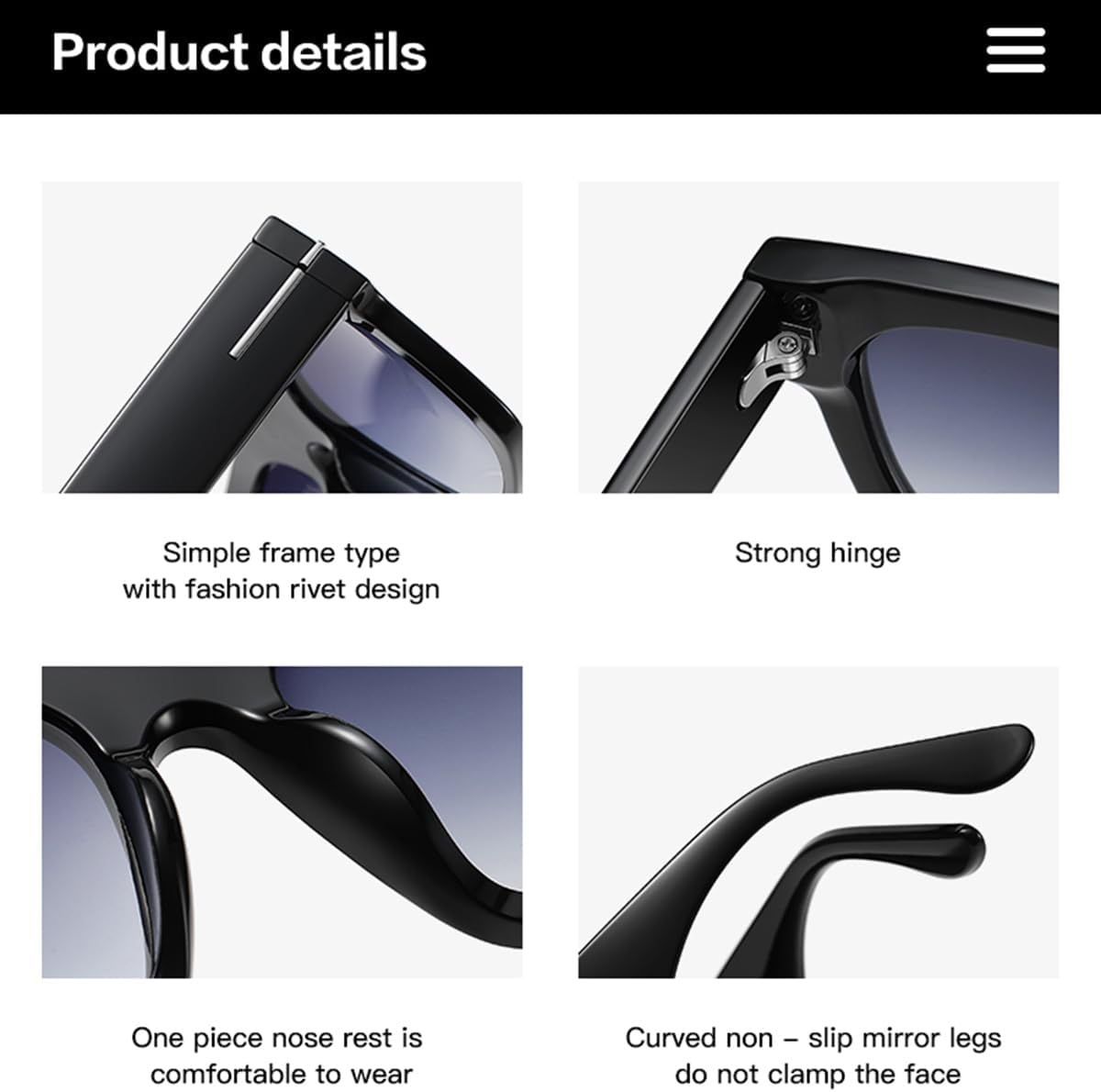 NIDOVIX Classic Vintage Square Sunglasses for Men Women Large Frame Retro 70S Sun Glasses UV400 Protection image number 5