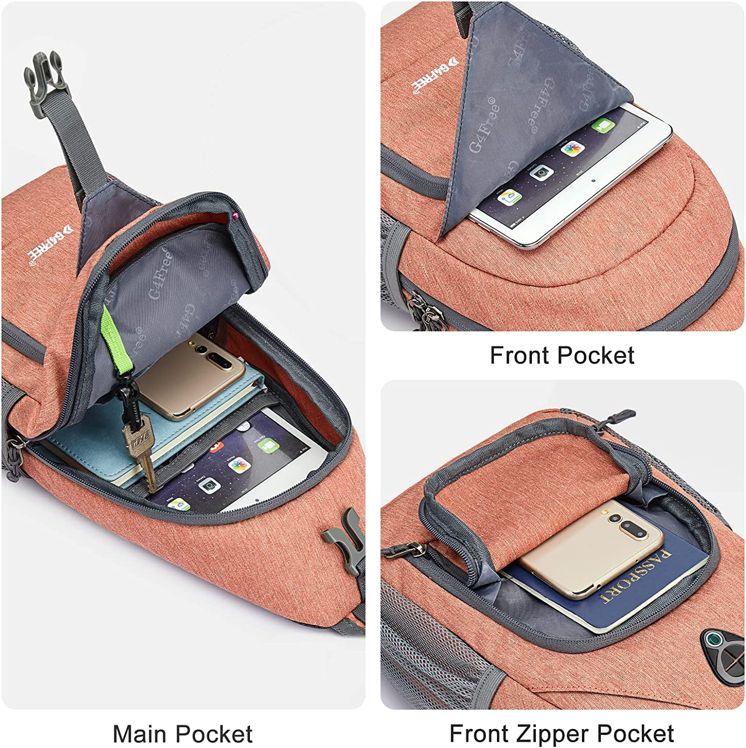 G4Free Sling Backpack Small Sling Bag Crossbody Chest Daypack for Men Women Hiking Travel image number 6