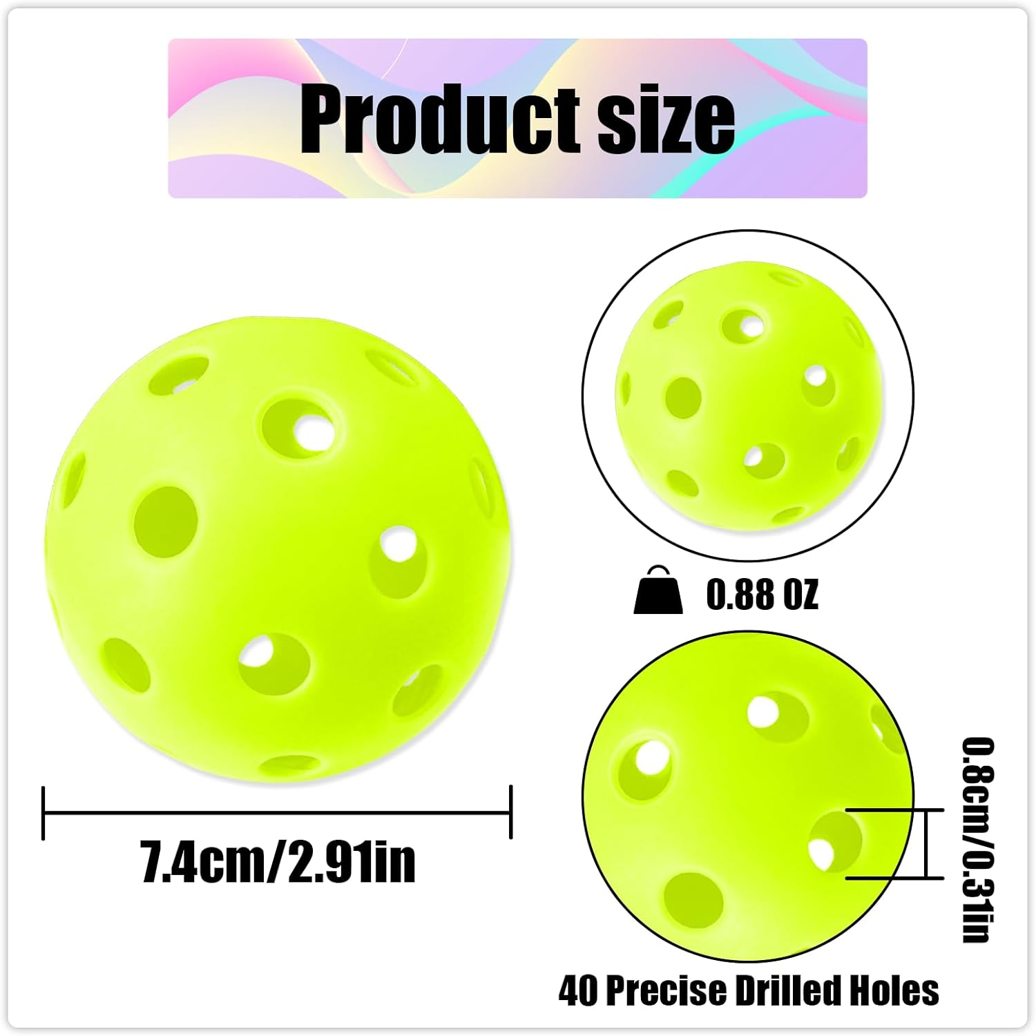 TEAONE Outdoor Pickleballs, 4 PCS High Elasticity & Durable Pickle Balls for All Style Pickleball Paddles (40 Holes) image number 3