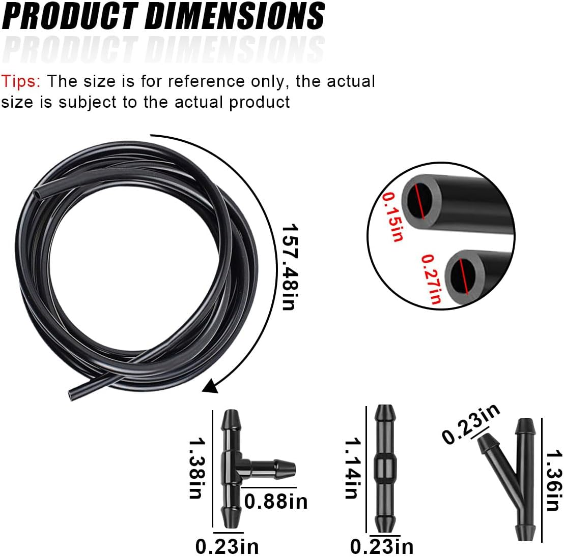 13PCS Car Windshield Washer Hose Kit, Includes 12 Hoses Connectors and 1 4M Washer Fluid Hose, Windshield Washing Tubing Repair Set for Connecting Nozzles and Car Water Pumps image number 2
