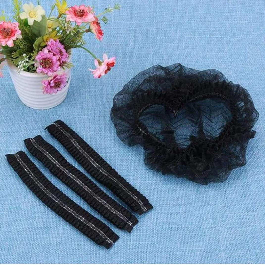 Disposable Hair Net,100 Pack Disposable Nonwoven Hair Cap, Hair Net for Nurses, Cooking, Salon, Food Service - Black, 21Inch image number 2