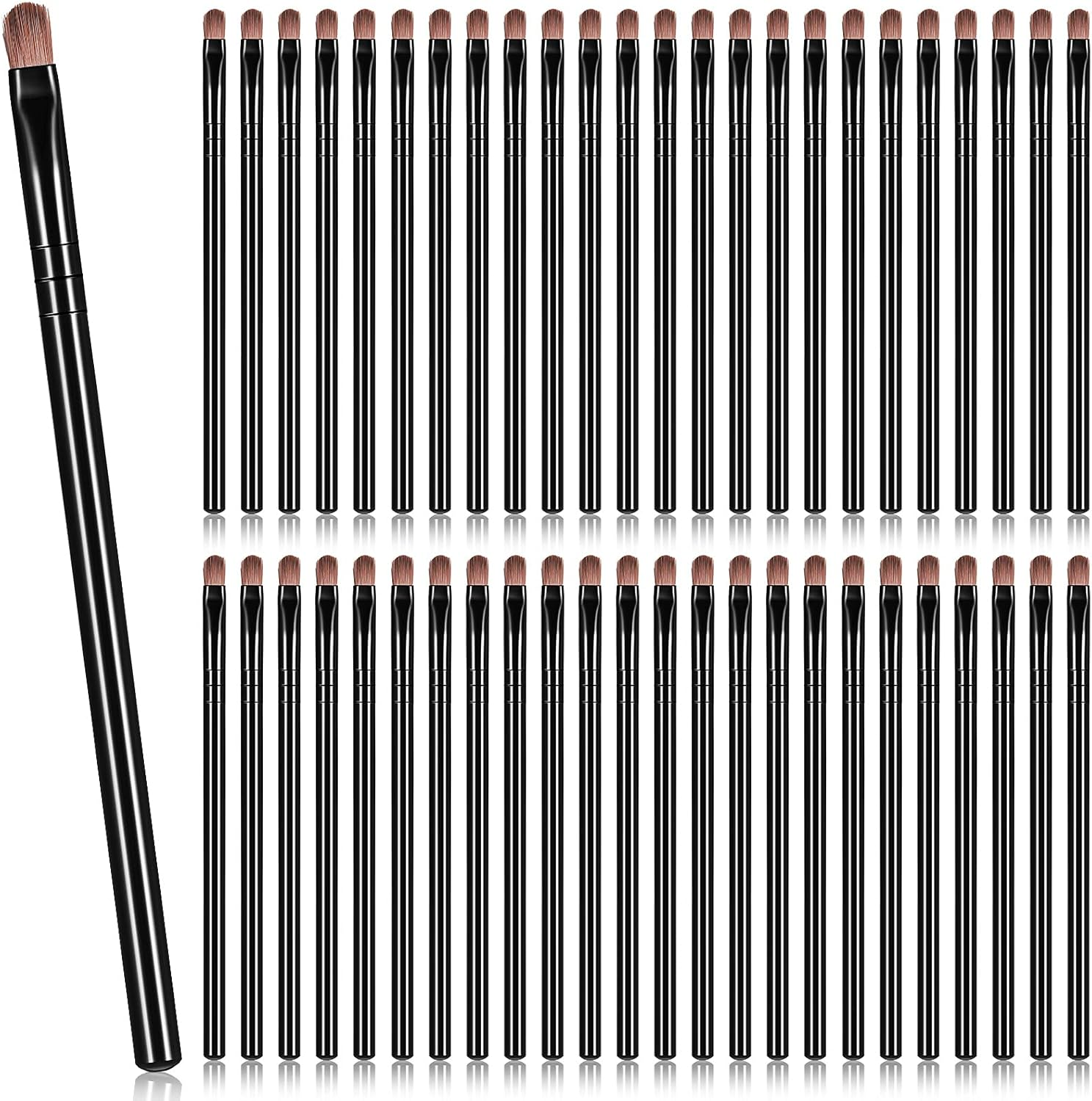 Patelai 48 Pcs Flat Makeup Brushes Flat Lip Concealer Brushes Small Portable Eyebrow Brush Concealer Synthetic Lip Brush Beauty Makeup Tool for Concealing Blending Setting Buffing(Black) image number 4