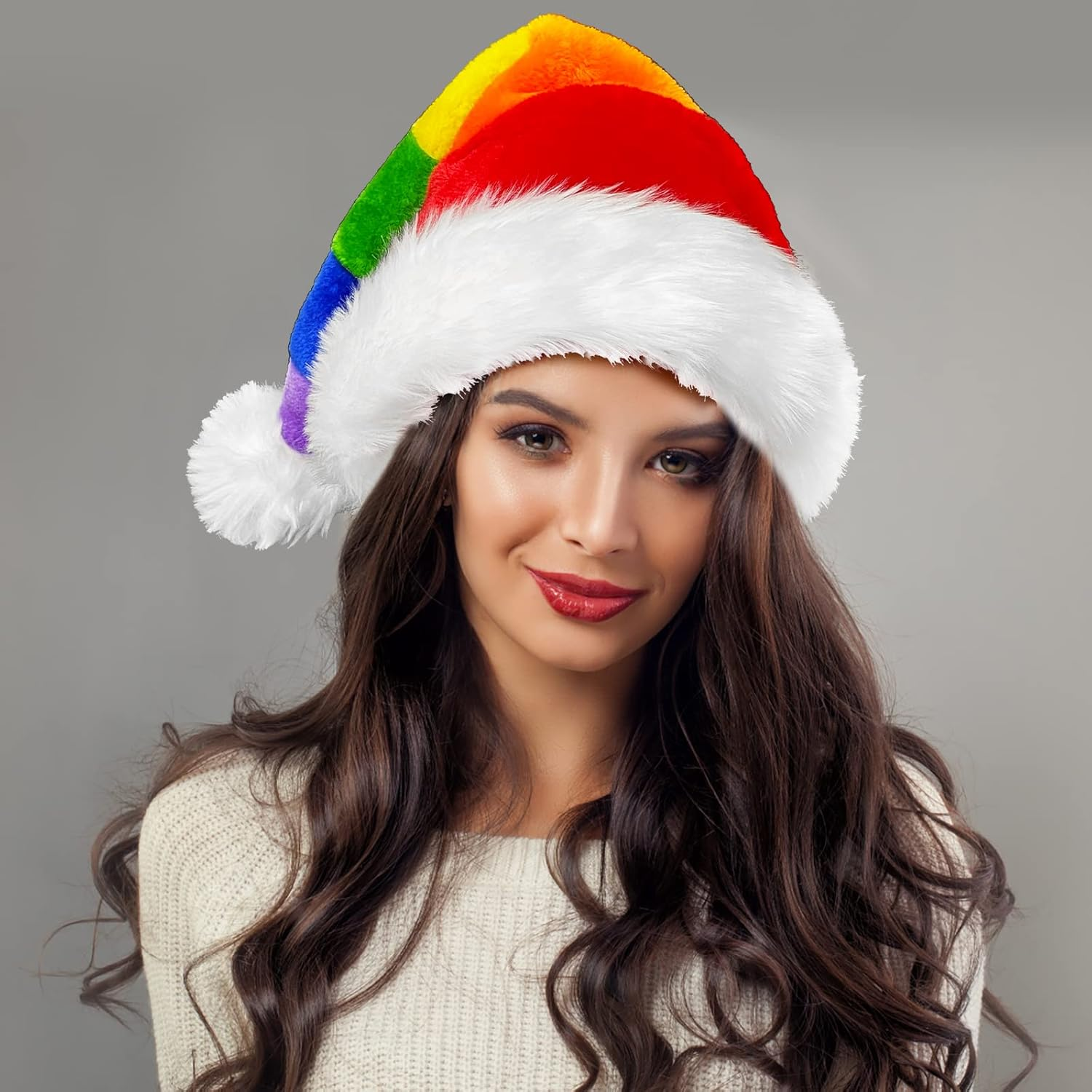 Seiddons Christmas Santa Hat Adults Long Plush Xmas Hats for Christmas New Year Festive Party Supplies - Long Black image number 7