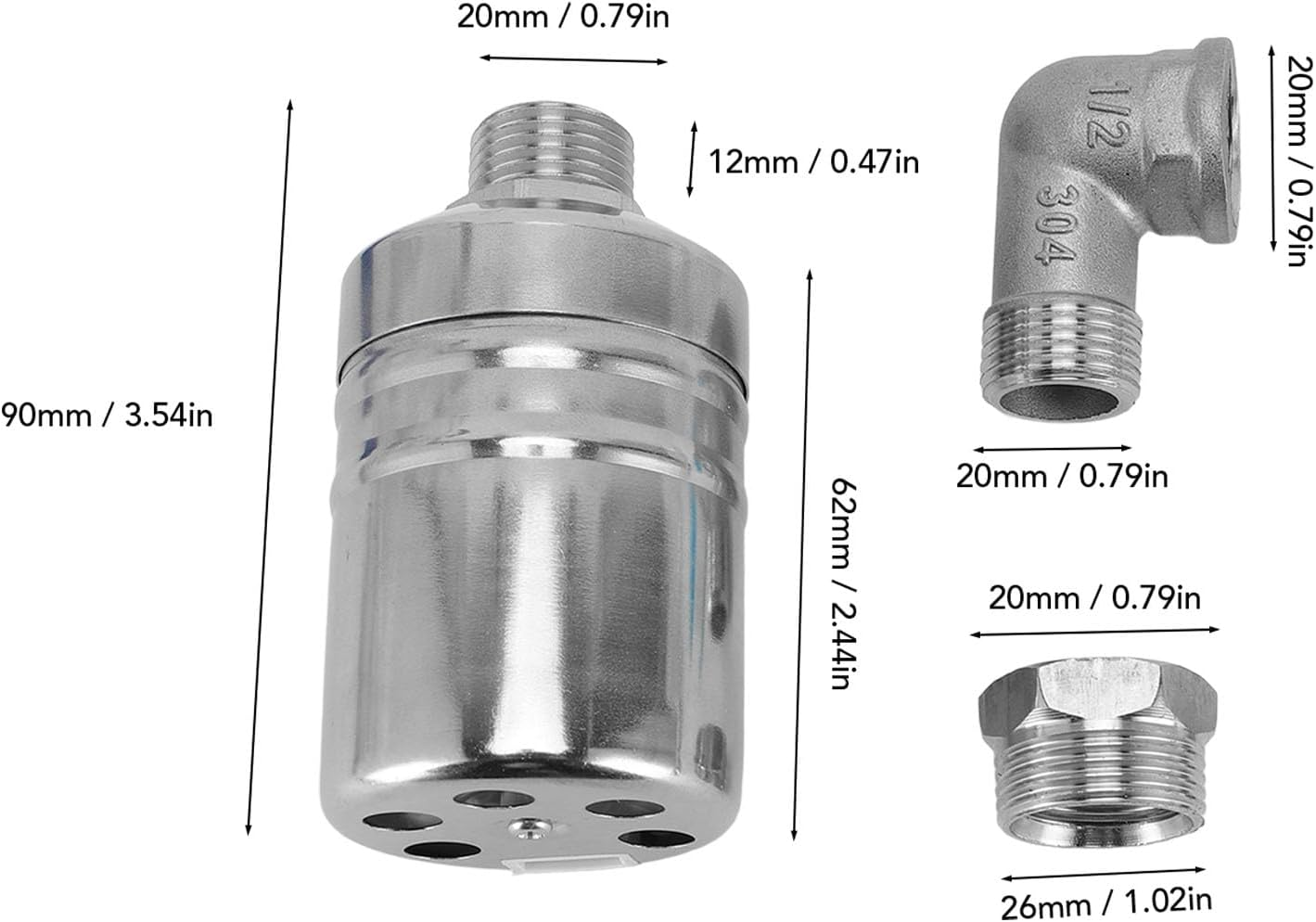 1/2 to 3/4'' Float Valve, Stainless Steel Fully Automatic Level Control for Tank, Pool, Livestock Trough image number 1