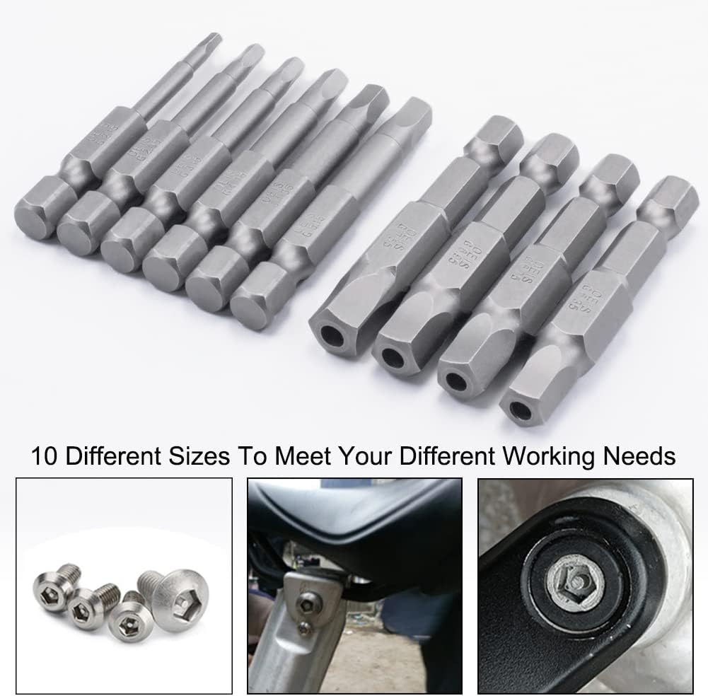 10Pcs Magnetic Pentagonal Drive Bit 5 Sided Pentagon Head Screwdriver Bits Set 1/4 Inch Hex Shank 2.15-7.35Mm Security Screw Driver Drill Bit Power Tool (2 Inch Length) image number 1