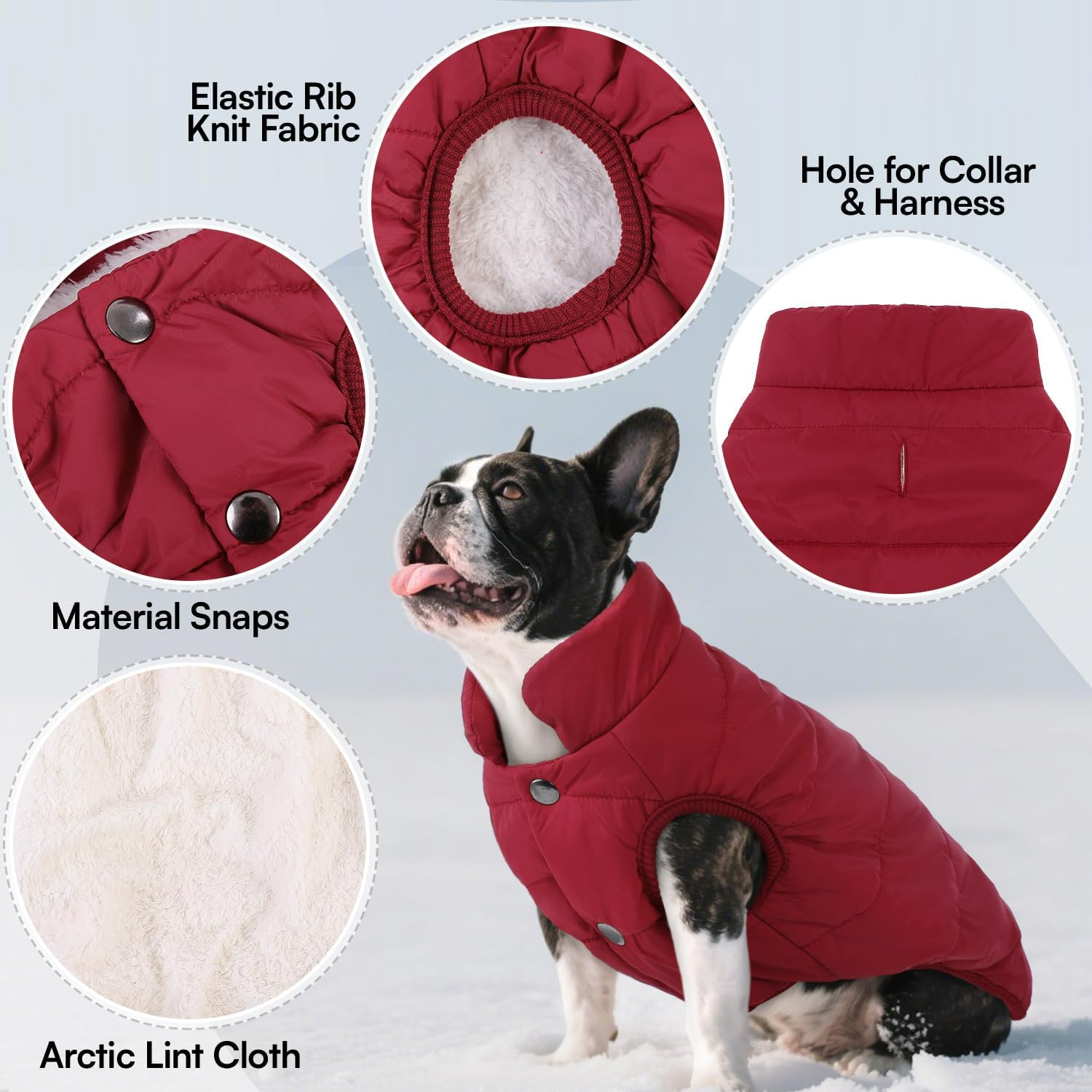 ASENKU Windproof Dog Winter Coat Waterproof Dog Jacket Warm Dog Vest Cold Weather Pet Apparel with 2 Layers Fleece Lined for Small Medium Large Dogs image number 2
