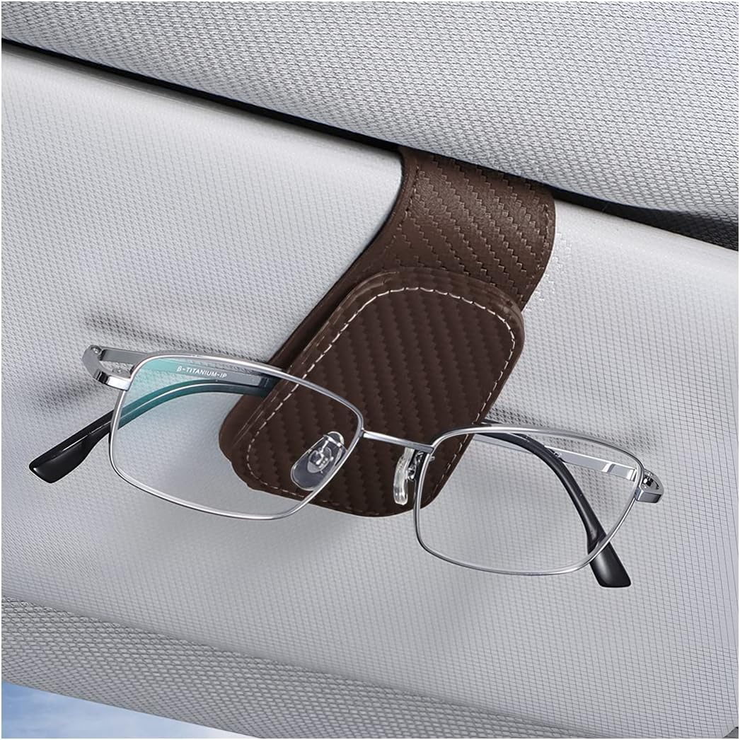 AICEL Sunglasses Holders for Car Sun Visor, Leather Eyeglasses Hanger Mounter, Magnetic Glasses Holder and Ticket Card Clip, Auto Interior Accessories Universal for SUV Pickup Truck image number 5