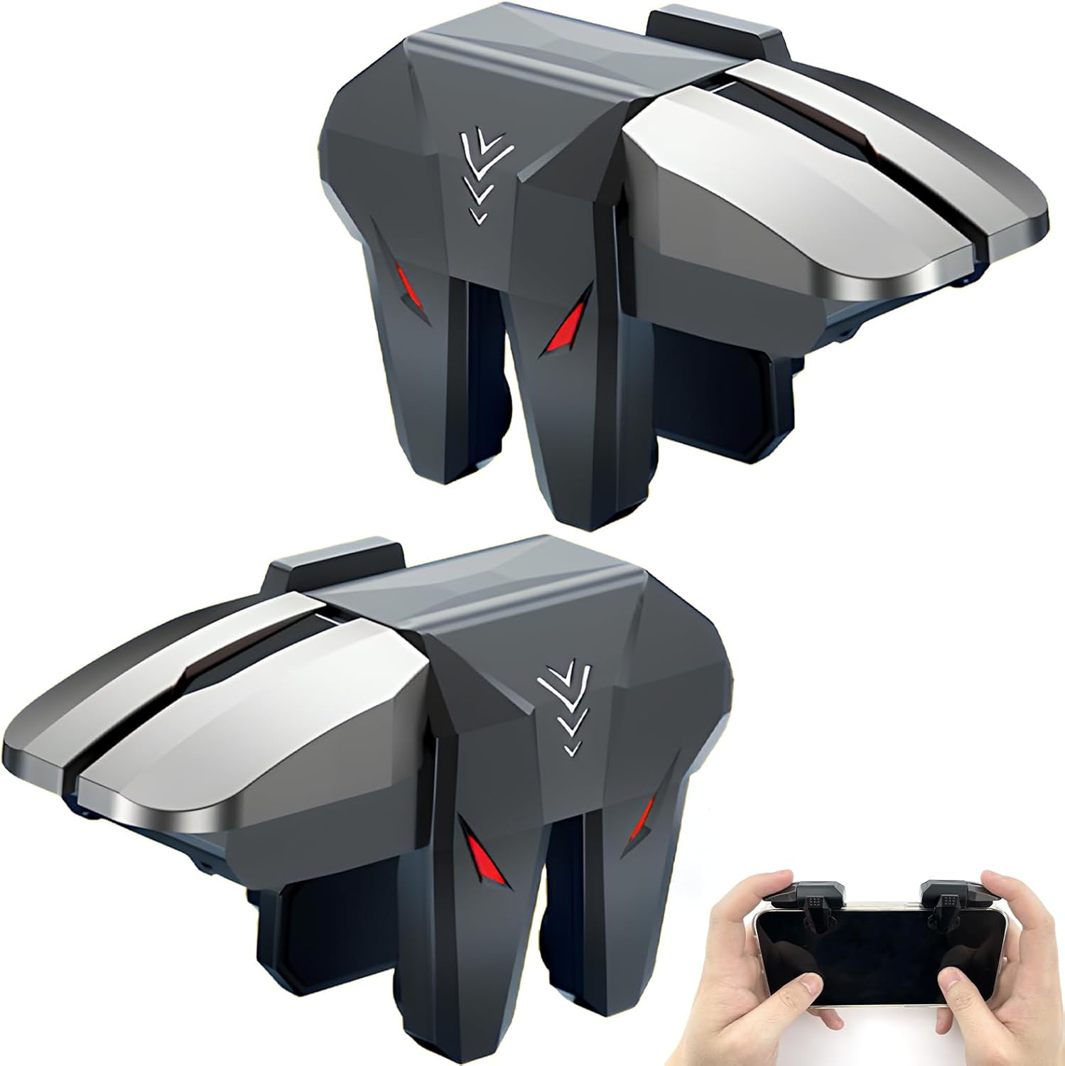 1 Paar Mobile Gaming Trigger F&uuml;r PUBG & Call of Duty, 4 Buttons L1R1 L2R2 Ausl&ouml;ser Joystick Gaming Gadgets, Mobile Controller Handy Kompatibel Mit Smartphone Android Ios