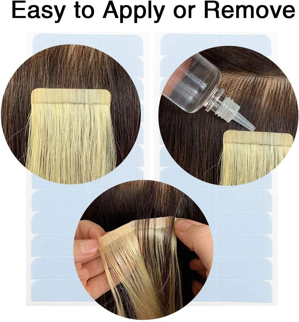YILITE Hair Extensions Tape Double Sided Tape 4 X 0.8 Cm Self Adhesive Real Hair Tape for Replacement (120 Pieces Blue)