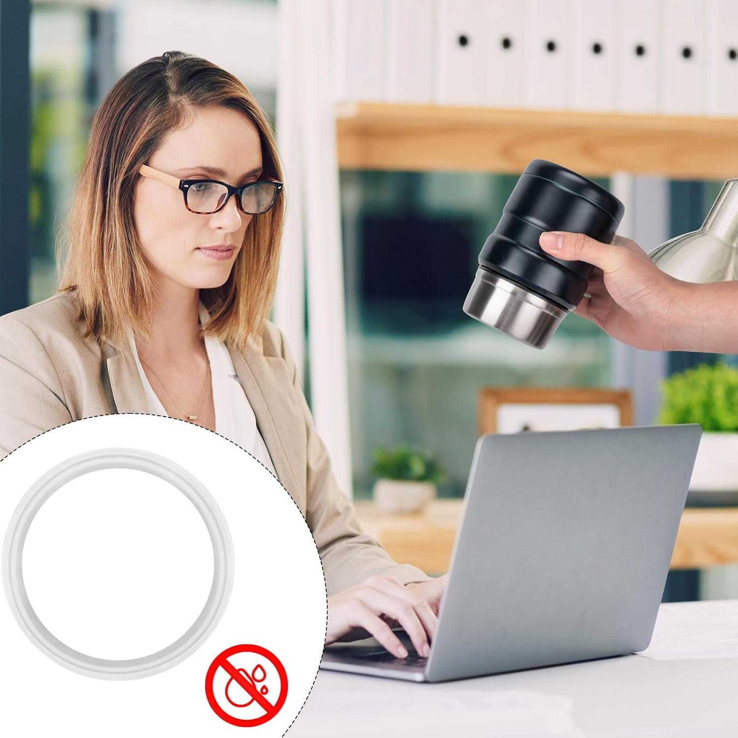 Linkidea 10 Pcs Silicone Seal Replacement, Exact Fit Lid Seal Gasket Compatible with Thermos Stainless King Food Jar, Exact Fit to 16 and 24 Ounce (White) image number 2