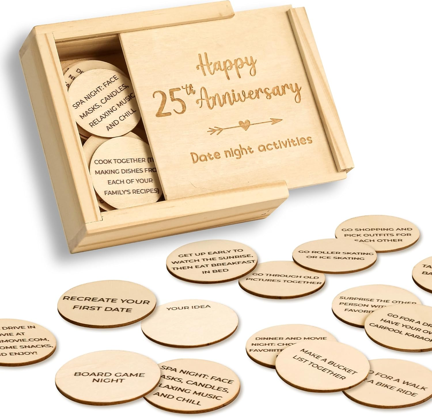 25 Year Anniversary Wood Gifts for Him Her - 25 Year Wedding Anniversary Keepsake Gifts for Wife Husband, Happy 25Th Anniversary Marriage Present for Men Women image number 5
