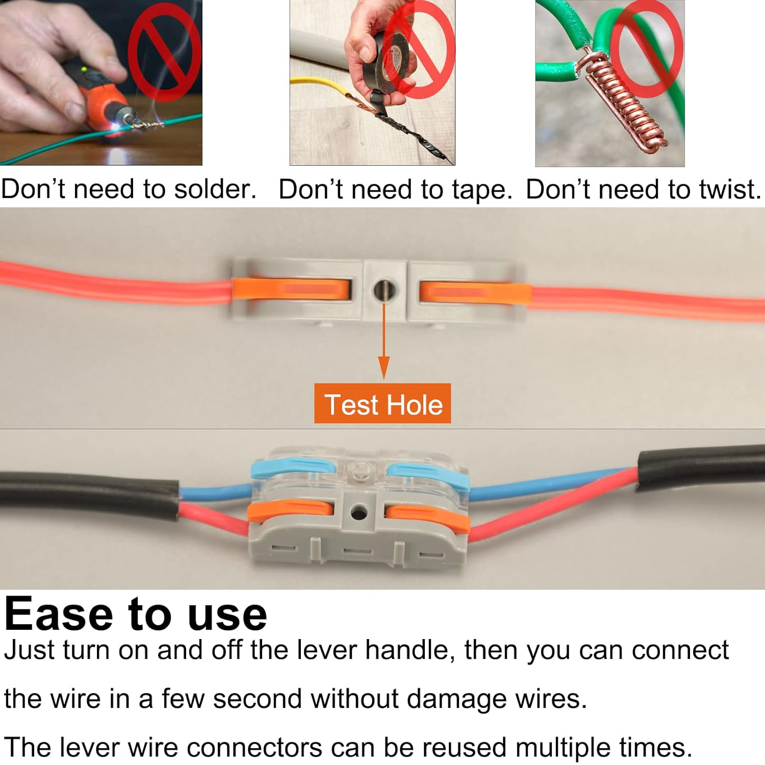 30Pcs Lever Wire Connectors, 1 Conductor Compact Wire Connectors, 1 to 1 Inline Electrical Connectors, DIY Compact Splicing Wire Connectors, Quick Connect Wire Connectors Butt Terminals image number 1