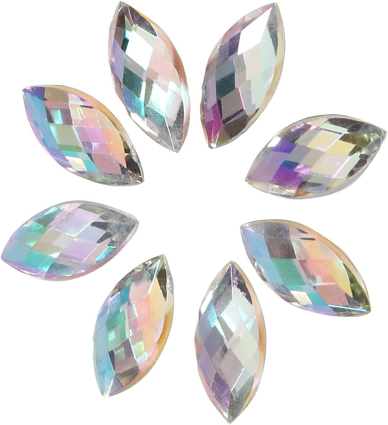 Watris Veiyi 500 Pieces Rhinestones for Sewing, Horse Eye Shape Glitter Stones for Crafts, Acrylic Flatback Rhinestones for Textiles (White) image number 5