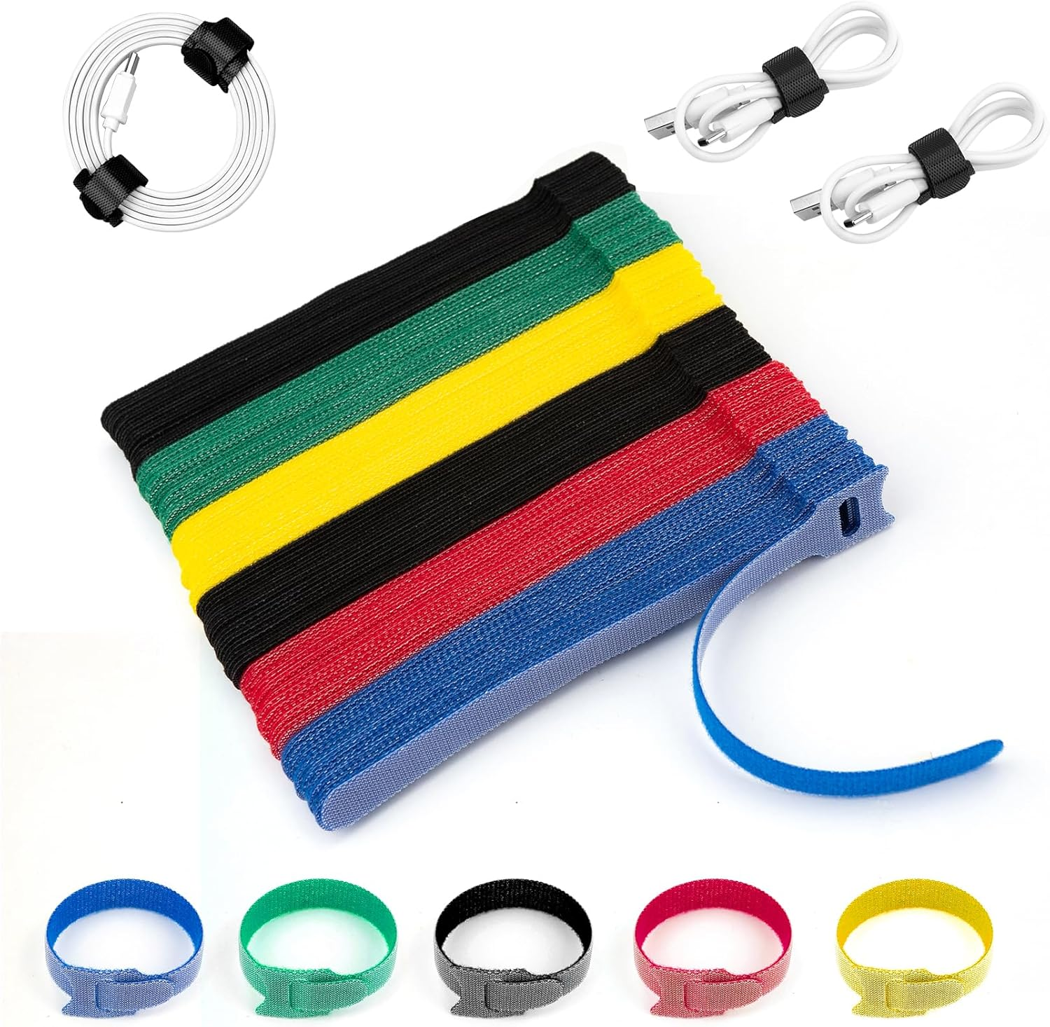 Reusable Cable Ties Reusable Zip Ties 120Pcs Cord Organizer Cable Organizer Cable Management Wire Organizer Wire Management Wire Tie Wraps Cablewrap Attache Cablekeeper Cablelabels