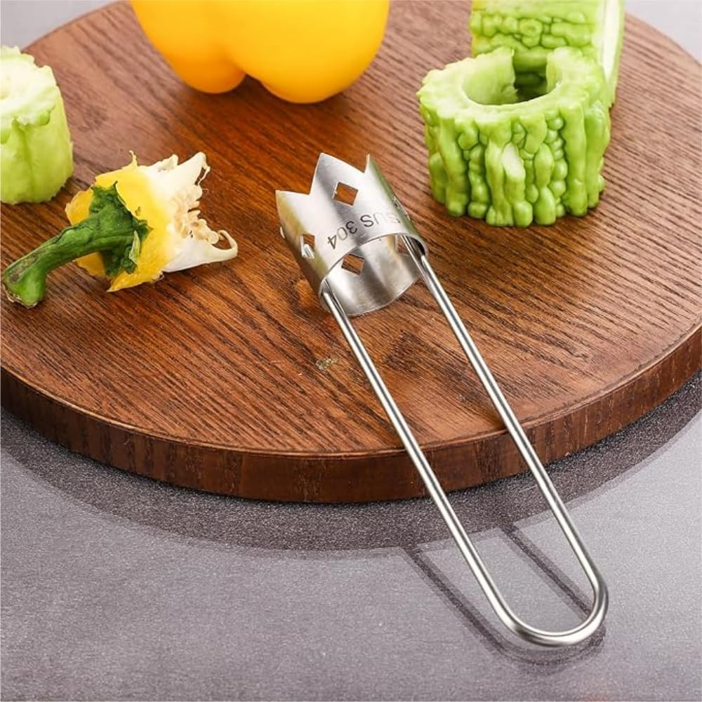 1 Pcs Red Bell Pepper Seed Corer, 2024 Upgraded Stainless Steel Fruit Corer,Red Bell Peppers Cutter,Pepper Seed Remover Tool,Bell Pepper Corer Tool for Vegetables Fruit Corer,Creative Kitchen Gadget image number 6