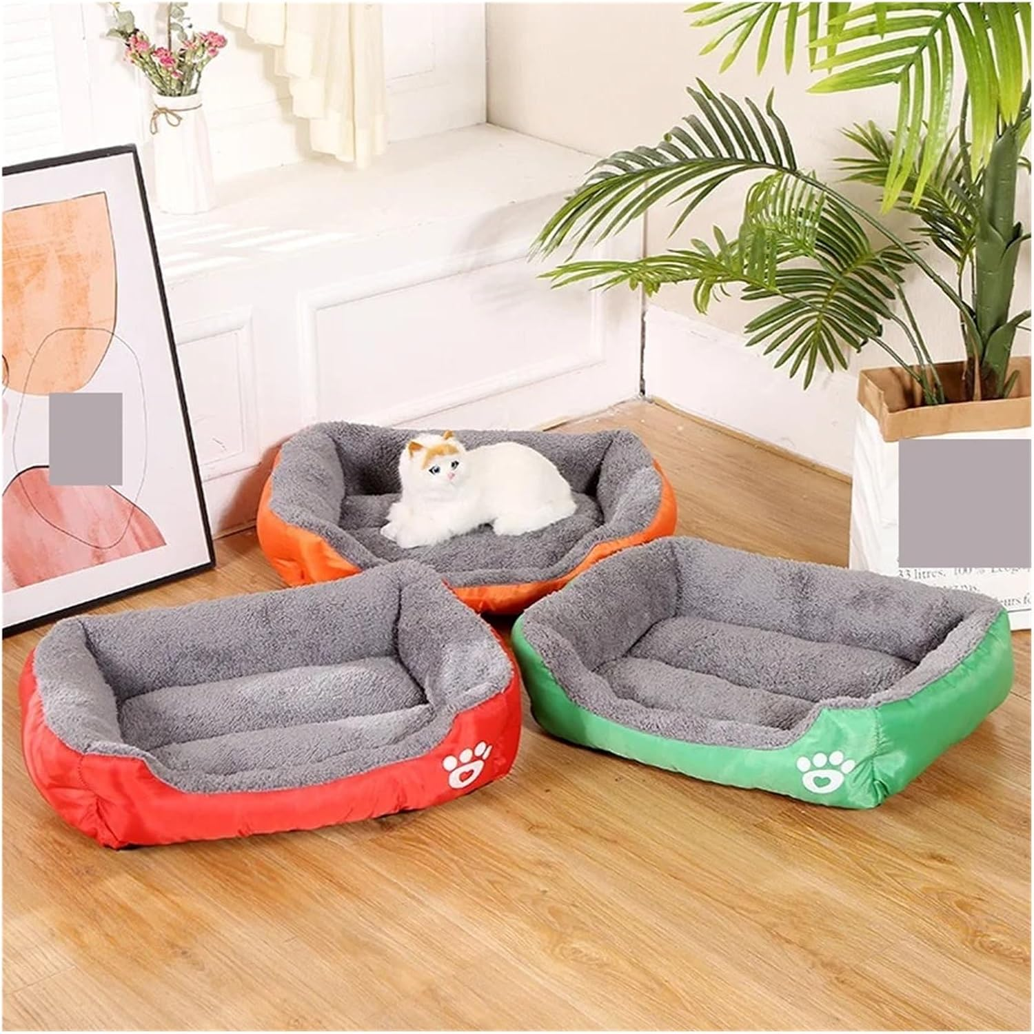 Pet Bed Large Pet Cat Dog Bed Square Plush Kennel Cat Mat Mattress Pet Cushion Medium Large Dogs Pet Comfort (Color : 1, Size : S) image number 1
