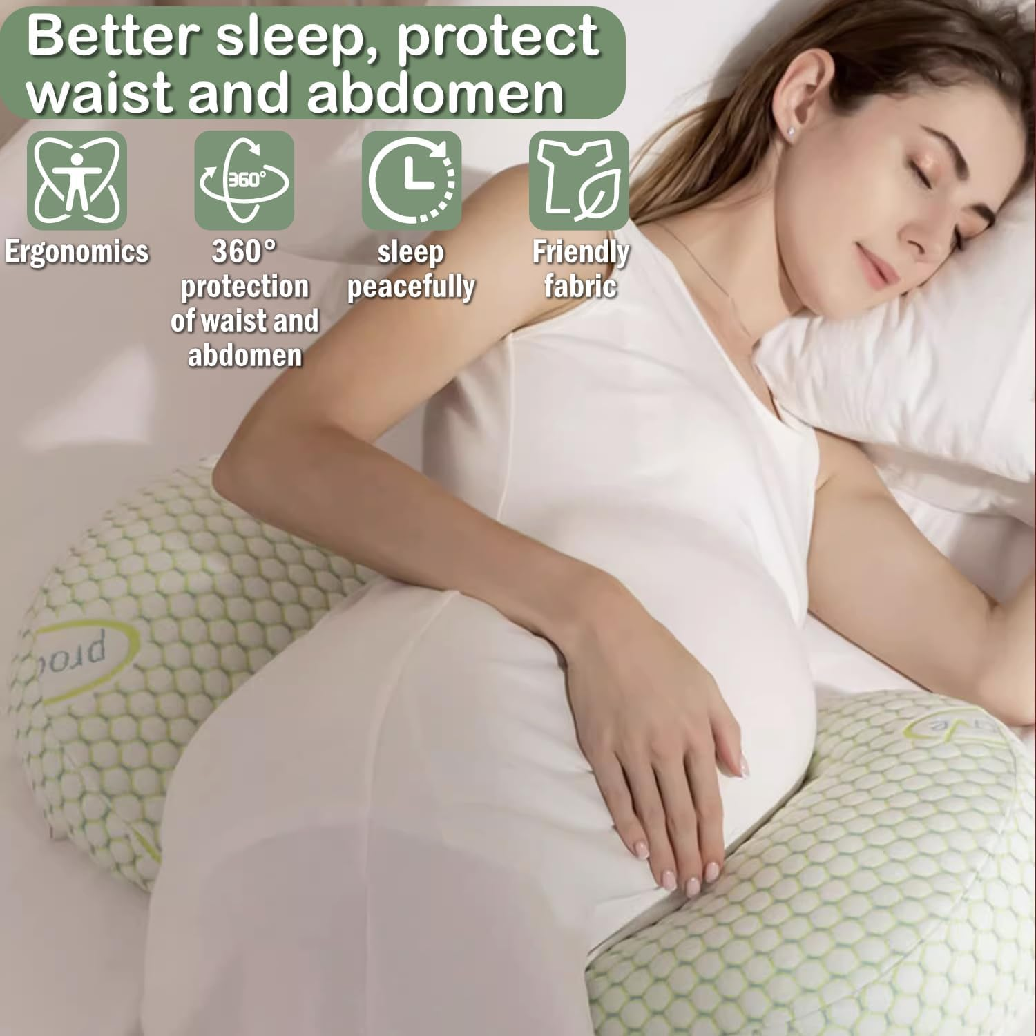 Pregnancy Sleep Pillow G-Shape Maternity Full Body Pillow Back, Tummy, Legs, Buttocks Full Body Support Maternity Sleep Pillow Removable Coat