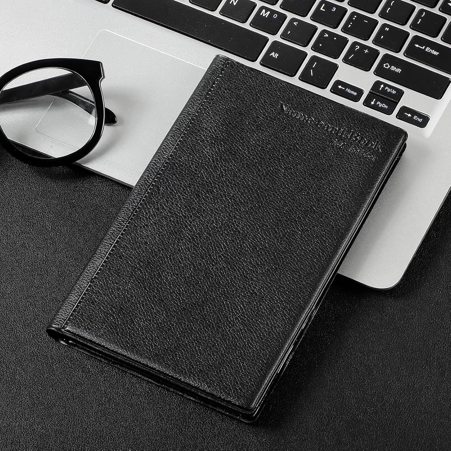 Maxgear Business Card Book Holder Journal Business Card Organizer Professional PU Leather Name Card Book Holder Office Business Card Holder - Hold 240 Cards Black image number 1