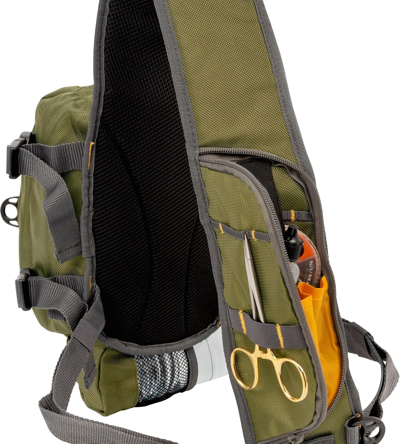 Allen Company Cedar Creek Fly Fishing Sling Pack - Fits up to 4 Tackle/Fly Boxes and Other Accessories - Gray/Lime image number 4