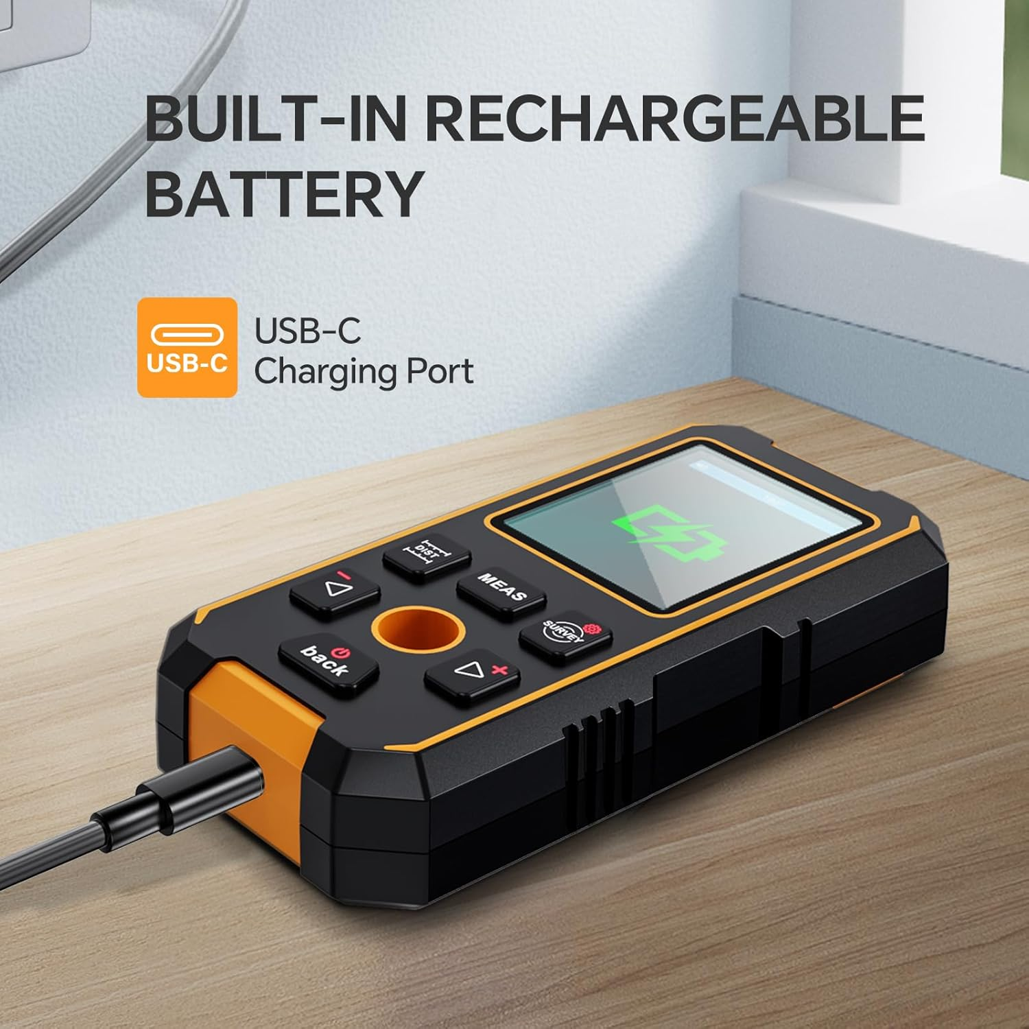 SHGMEET Stud Finder Wall Scanner - with Laser Distance Meter & Digital Level, 5 in 1 Rechargeable Multifunctional Stud Detector with Upgraded Sensor, HD LCD Display and Voice image number 2