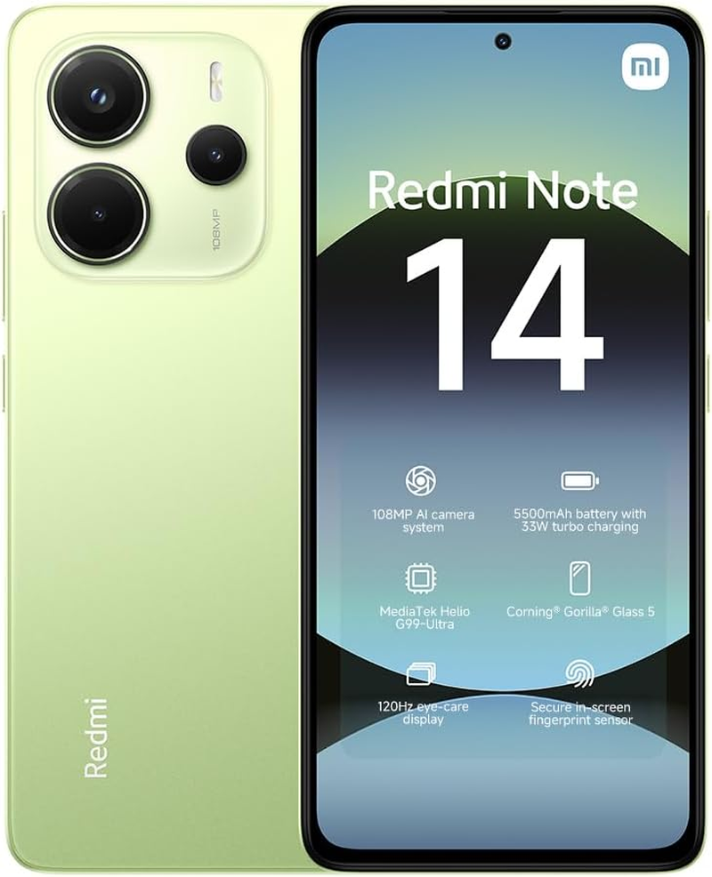 Xiaomi Redmi Note 14 Pro Smartphone, 8+256GB, Blue, 200MP Pro-Grade AI Camera, 5500Mah Battery, 32MP Selfie Camera, AI Features (Charger Not Included)
