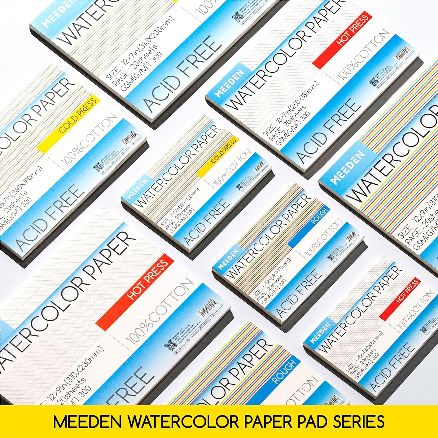 MEEDEN Watercolour Paper Block, 100% Cotton Watercolour Paper Pad of 20 Sheets, 140Lb/300Gsm, Acid-Free Art Paper for Watercolour, Gouache, Ink and More, 10" X 7" Rough Grain image number 5