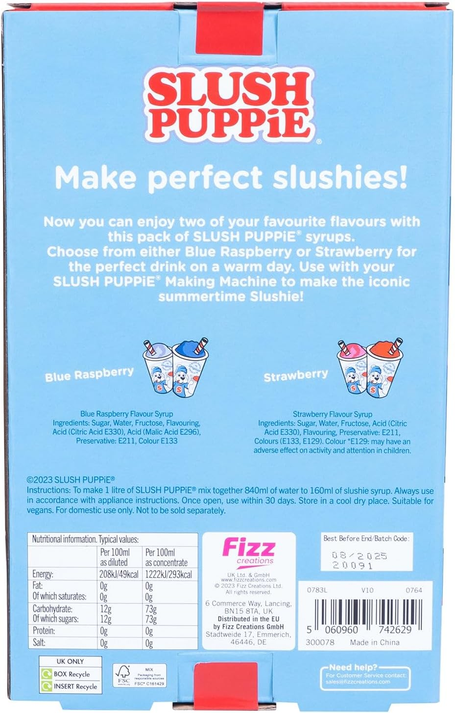 Slush Puppie Twin Pack Syrups Blue Raspberry and Strawberry 500Ml, Classic Flavours for Slush Puppie Machines image number 2